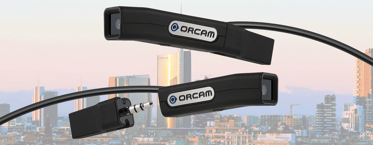 Immagine rappresentante Orcam sulla stanghetta dell'occhiale e gli accessori