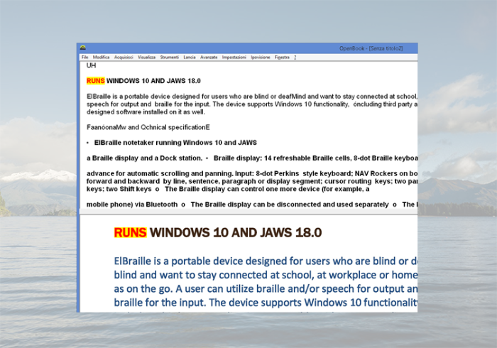 immagine rappresentante la la finestra doppia vision di OpenBook
